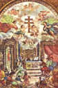KRZYŻ z CARAVACA: fresk, bazylika Krzyża Przenajświętszego i Prawdziwego, Caravaca de la Cruz; źródło: www.therealpresence.org