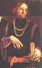 św. KATARZYNA i św. ZYGMUNT: LOTTO, Lorenzo (1480, Wenecja - 1556, Loreto), 1508, olejny na desce, 67x67cm, Pinacoteca Comunale, Recanati; źródło: www.wga.hu
