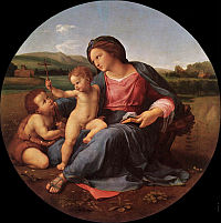 MADONNA RODZINY ALBA: RAFFAELLO, Sanzio (1483, Urbino - 1520, Rzym), 1511, olejny na płótnie, śr. 98 cm, National Gallery of Art, Waszyngton; źródło: www.wga.hu