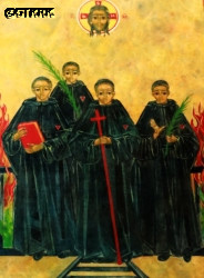WILUCKI Thaddeus (Fr Edmund) - Contemporary painting of 4 Augustinian Servants of God, source: diecezja.pl, own collection; CLICK TO ZOOM AND DISPLAY INFO