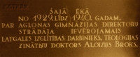 BROKS Louis - Commemorative plaque, Catholic Gymnasium, Aglona, Latvia, source: okupacijasmuzejs.lv, own collection; CLICK TO ZOOM AND DISPLAY INFO