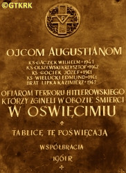 GACZEK Boleslav John (Fr William) - Commemorative plaque, St Catherine church, Cracow, 7 Augustiańska str., source: www.bj.uj.edu.pl, own collection; CLICK TO ZOOM AND DISPLAY INFO