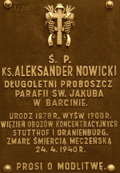 NOWICKI Alexander - Commemorative plaque, parish church, Barcin, source: www.wtg-gniazdo.org, own collection; CLICK TO ZOOM AND DISPLAY INFO