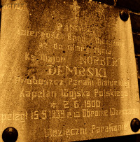 DEMBSKI Norbert Joseph - Commemorative plaque, St James the Apostle parish church, Białuty, source: polskaniezwykla.pl, own collection; CLICK TO ZOOM AND DISPLAY INFO
