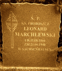 MARCHLEWSKI Leonard - Commemorative plaque, St James the Apostle parish church, Białuty; source: thanks to Fr Gregory Malinowski kindness, own collection; CLICK TO ZOOM AND DISPLAY INFO