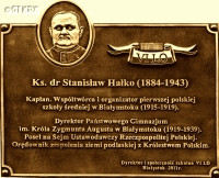 HAŁKO Stanislav - Commemorative plaque, Białystok, source: www.sjerzy.parafia.info.pl, own collection; CLICK TO ZOOM AND DISPLAY INFO