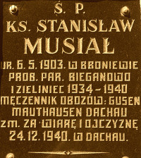 MUSIAŁ Stanislav - Grave commemorative plaque, Holy Cross Church, Bieganowo, source: pl.wikipedia.org, own collection; CLICK TO ZOOM AND DISPLAY INFO
