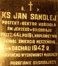SAMOLEJ John Adalbert - Commemorative plaque, St George church, Biłgoraj, source: www.gazetabilgoraj.pl, own collection; CLICK TO ZOOM AND DISPLAY INFO