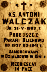WALCZAK Anthony - Commemorative plaque, parish church, Blichowo, source: forum.tradytor.pl, own collection; CLICK TO ZOOM AND DISPLAY INFO