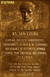 CZUBA John Adalbert - Commemorative plaque, All Saints church, Bobowa, source: glos24.pl, own collection; CLICK TO ZOOM AND DISPLAY INFO