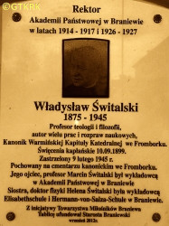 ŚWITALSKI Vladislav Bronislav - Commemorative plaque, State Acadamy, Braniewo, source: pl.wikipedia.org, own collection; CLICK TO ZOOM AND DISPLAY INFO
