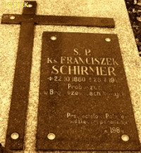 SCHIRMER Francis - Tombstone, St Paul and Peter the Apostles parish church, Broniszewice, source: www.findagrave.com, own collection; CLICK TO ZOOM AND DISPLAY INFO
