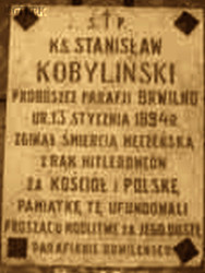 KOBYLIŃSKI Stanislav - Commemorative plaque, St Andrew the Apostle parish church, Brwilno Górne, source: www.european-wooden-religious-heritage.org, own collection; CLICK TO ZOOM AND DISPLAY INFO