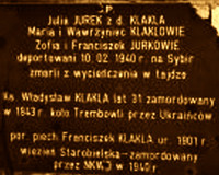 KLAKLA Vladislav - Commemorative plaque, „Golgotha of the East”, Bydgoszcz, source: www.kchodorowski.republika.pl, own collection; CLICK TO ZOOM AND DISPLAY INFO