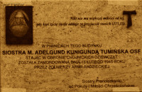TUMIŃSKA Cunigunde (Sr Adelgund) - Commemorative plaque, chappel by the old hospital, Chojnice, source: chojnice24.pl, own collection; CLICK TO ZOOM AND DISPLAY INFO