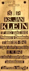 KLEIN John - Commemorative plaque, parish church, Chomętowo, source: www.wtg-gniazdo.org, own collection; CLICK TO ZOOM AND DISPLAY INFO