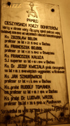 KWICZAŁA Joseph - Commemorative plaque, St Mary Magdalene parish church, Cieszyn, source: www.miejscapamiecinarodowej.pl, own collection; CLICK TO ZOOM AND DISPLAY INFO