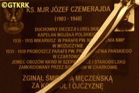 CZEMERAJDA Joseph - Commemorative plaque, Transfiguration parish church, Czartowiec, source: kapelanikatynscy.pl, own collection; CLICK TO ZOOM AND DISPLAY INFO