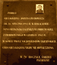 CZECHOWICZ Joseph (Fr Cassian) - Commemorative plaque, St John the Baptist church, Białaczów, source: www.isakowicz.pl, own collection; CLICK TO ZOOM AND DISPLAY INFO