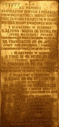RADKIEWICZ Steven (Fr Anatol of Immaculate Conception of the Blessed Virgin Mary) - Commemorative plaque, monastery cemetery, Czerna, source: www.miejscapamiecinarodowej.pl, own collection; CLICK TO ZOOM AND DISPLAY INFO