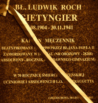 GIETYNGIER Louis Rock - Commemorative plaque, Romuald Traugutt's Lyceum No2, Częstochowa, source: www.wczestochowie.pl, own collection; CLICK TO ZOOM AND DISPLAY INFO