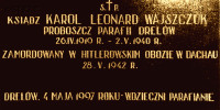 WAJSZCZUK Charles Leonard - Commemorative plaque, parish church, Drelów, source: www.wajszczuk.v.pl, own collection; CLICK TO ZOOM AND DISPLAY INFO