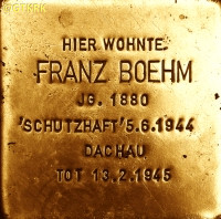 BÖHM Francis - Commemorative plaque, Katharinenstraße 20, Düsseldorf 7 Gerresheim, source: commons.wikimedia.org, own collection; CLICK TO ZOOM AND DISPLAY INFO