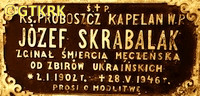 SKRABALAK Joseph - Commemorative plaque, parish cemetery, Dydnia, source: gloria.tv, own collection; CLICK TO ZOOM AND DISPLAY INFO