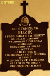 GUZIK Stanislav - Commemorative plaque, parish church, Dźbów, source: www.niedziela.pl, own collection; CLICK TO ZOOM AND DISPLAY INFO