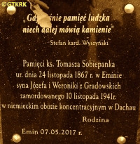 SOBIEPANEK Thomas - Commemorative stone, Emin-Świdno, source: www.parafiawierzbno.com.pl, own collection; CLICK TO ZOOM AND DISPLAY INFO