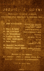 GŁOWA Ceslav - Commemorative plague, St Stanislaus Kostka 'old' church, Gdynia; source: thanks to Mr Christopher Wochniak kindness, own collection; CLICK TO ZOOM AND DISPLAY INFO