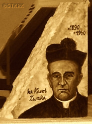 ZWAKA Charles - Commemorative stone tablet, contemporary image by Mr Adalbert Tił from Szamotyłu, 2013, Giecz, source: parafiegieczgrodziszczko.pl, own collection; CLICK TO ZOOM AND DISPLAY INFO