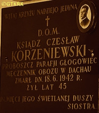 KORZENIEWSKI Ceslav - Commemorative plaque, Our Lady of Głogowiec Sanctuary, Głogowiec, source: www.studiovr.pl, own collection; CLICK TO ZOOM AND DISPLAY INFO