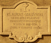 GRASZYŃSKI Alphonse - Commemorative plaque, St Stanislaus parish church, Gościeszyn, source: www.powiatwolsztyn.pl, own collection; CLICK TO ZOOM AND DISPLAY INFO