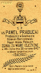 PRABUCKI Paul Basil - Commemorative plaque, Assumption into Heaven parish church, Gostkowo, source: www.niedziela.diecezja.torun.pl, own collection; CLICK TO ZOOM AND DISPLAY INFO