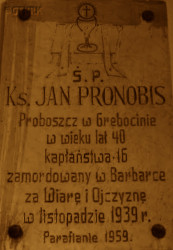 PRONOBIS John - Commemorative plaque, St Thérèse of the Child Jesus church, Grębocin, source: www.panoramio.com, own collection; CLICK TO ZOOM AND DISPLAY INFO