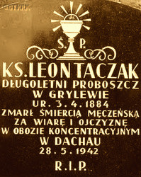 TACZAK Leo - Commemorative plaque, St Catherine of Alexandria church, Grylewo, source: www.panoramio.com, own collection; CLICK TO ZOOM AND DISPLAY INFO