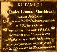 MARCHLEWSKI Leonard - Commemorative plaque, cenotaph, church cemetery, Grzybno, source: nieobecni.com.pl, own collection; CLICK TO ZOOM AND DISPLAY INFO