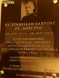 BARTOSZ Stanislav - Commemorative plaque, Assumption of the Blessed Virgin Mary into Heaven parish church, Gumniska, source: www.rdn.pl, own collection; CLICK TO ZOOM AND DISPLAY INFO