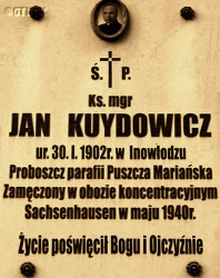 KUYDOWICZ John - Commemorative plaque, parish church, Inowłódz, source: www.polskaniezwykla.pl, own collection; CLICK TO ZOOM AND DISPLAY INFO