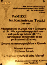 TYCZKA Casimir - Commemorative plaque, Annunciation parish church, Inowrocław, source: www.zwiastowanie.pl, own collection; CLICK TO ZOOM AND DISPLAY INFO