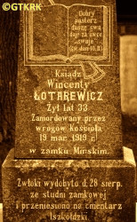 ŁOTAREWICZ Vincent - Tomb, parish cemetery, Iszkołdź, source: kresowiacy.com, own collection; CLICK TO ZOOM AND DISPLAY INFO