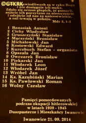 KAZUBIŃSKI Marian Severin - Commemorative memorial-plaque, St Catherine of Alexandria parish church, Iwanowice, source: www.radiorodzina.kalisz.pl, own collection; CLICK TO ZOOM AND DISPLAY INFO