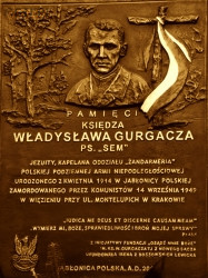 GURGACZ Vladislav - Commemorative plaque, parish church, Jabłonica Polska, source: pressmania.pl, own collection; CLICK TO ZOOM AND DISPLAY INFO