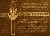 ADAMECKI Joseph - Commemorative plague, Corpus Christi parish church, Jabłonków, source: zwrot.cz, own collection; CLICK TO ZOOM AND DISPLAY INFO