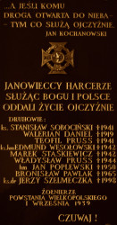 SOBOCIŃSKI Stanislav - Commemorative plaque, parish church, Janowiec Wlkp., source: www.wtg-gniazdo.org, own collection; CLICK TO ZOOM AND DISPLAY INFO