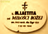 SZEMBEK Mary Wanda Rosalie (Sr Mary Laetitia of God's Love) - Tombstone, Jazłowiec, source: nawolyniu.pl, own collection; CLICK TO ZOOM AND DISPLAY INFO