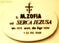 USTYANOWICZ Matilde Stephanie Anne (Sr Mary Sophia of Heart of Jesus) - Tombstone, Jazłowiec, source: nawolyniu.pl, own collection; CLICK TO ZOOM AND DISPLAY INFO