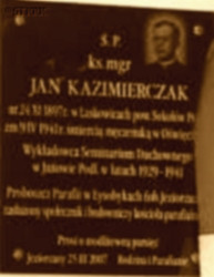 KAZIMIERCZAK John - Commemorative plague, Jeziorzany, source: echokatolickie.pl, own collection; CLICK TO ZOOM AND DISPLAY INFO