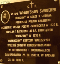 ŚWIDEREK Vladislav - Commemorative plaque, St Joseph church, Jeżów, source: panaszonik.blogspot.com, own collection; CLICK TO ZOOM AND DISPLAY INFO
